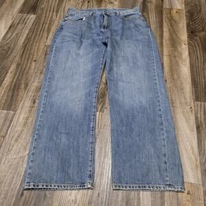 GAP‎ Denim Blue Jeans Size 36x32 Bootcut Wide Whiskered Y2k